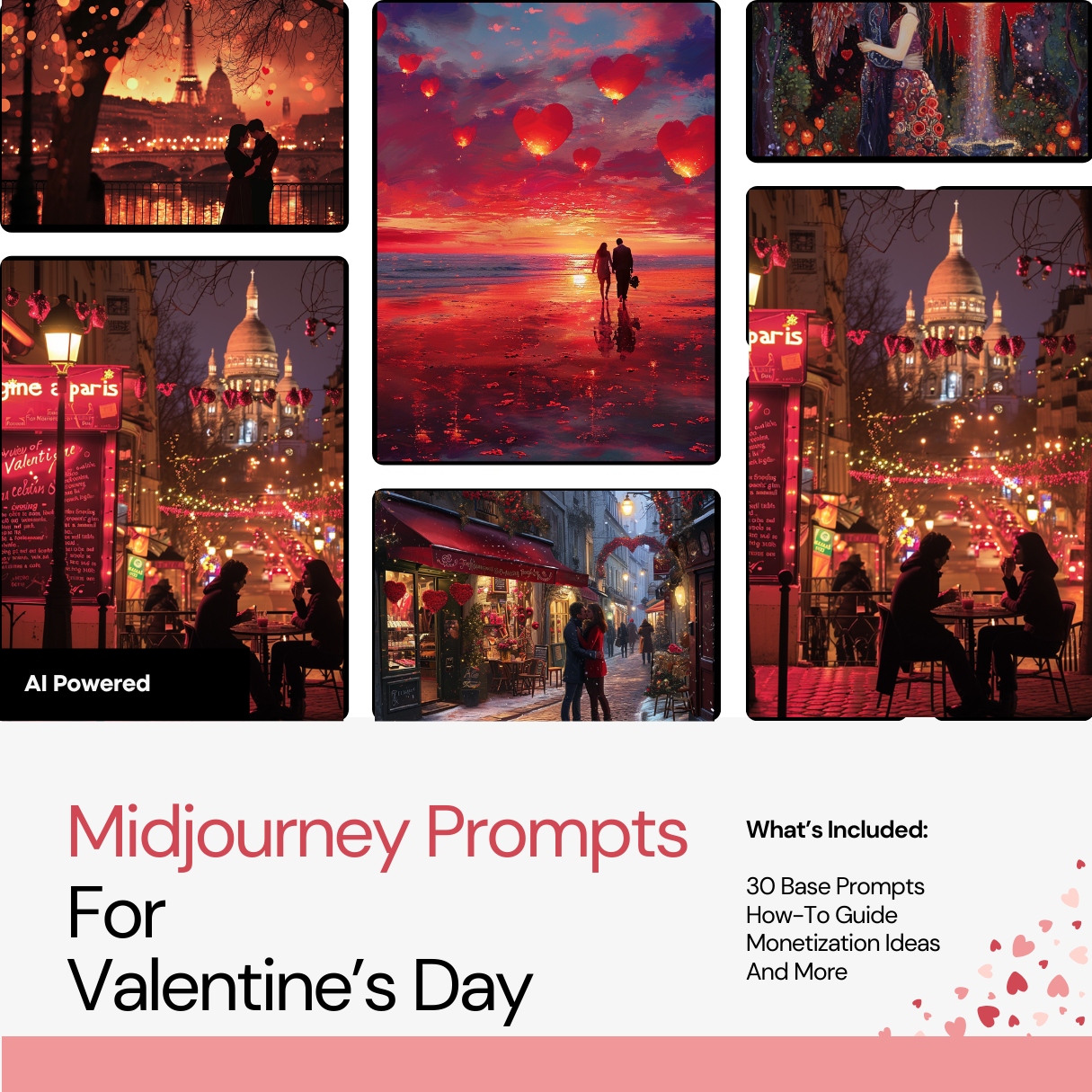 Romantic Parisian Valentine's Day Art Bundle: Midjourney Prompts Inspired by Love and Elegance | AI Art