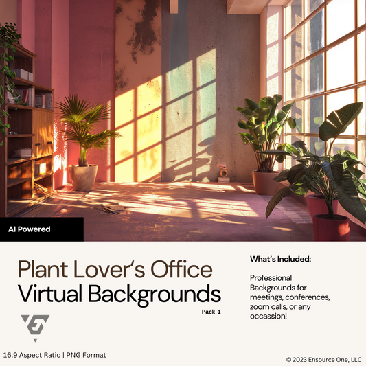 Sunlit Plant Lover's Office Virtual Backgrounds Vol. 1 | 4 Virtual Backgrounds