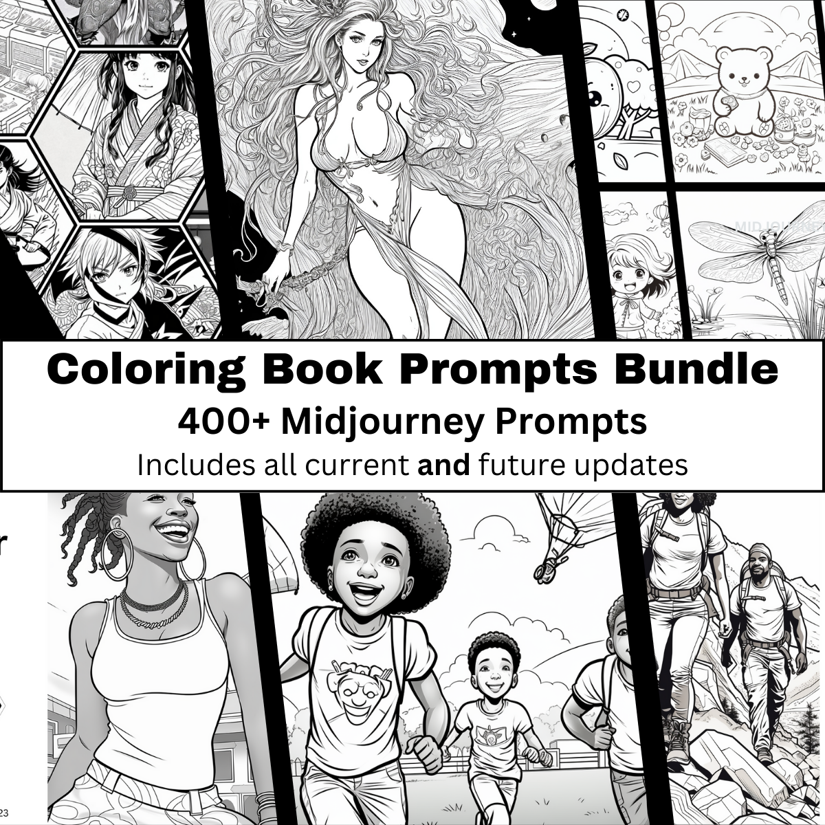 Coloring Book Prompts Bundle | Over 400 expertly crafted prompts
