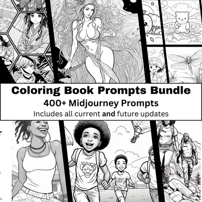 Coloring Book Prompts Bundle | Over 400 expertly crafted prompts