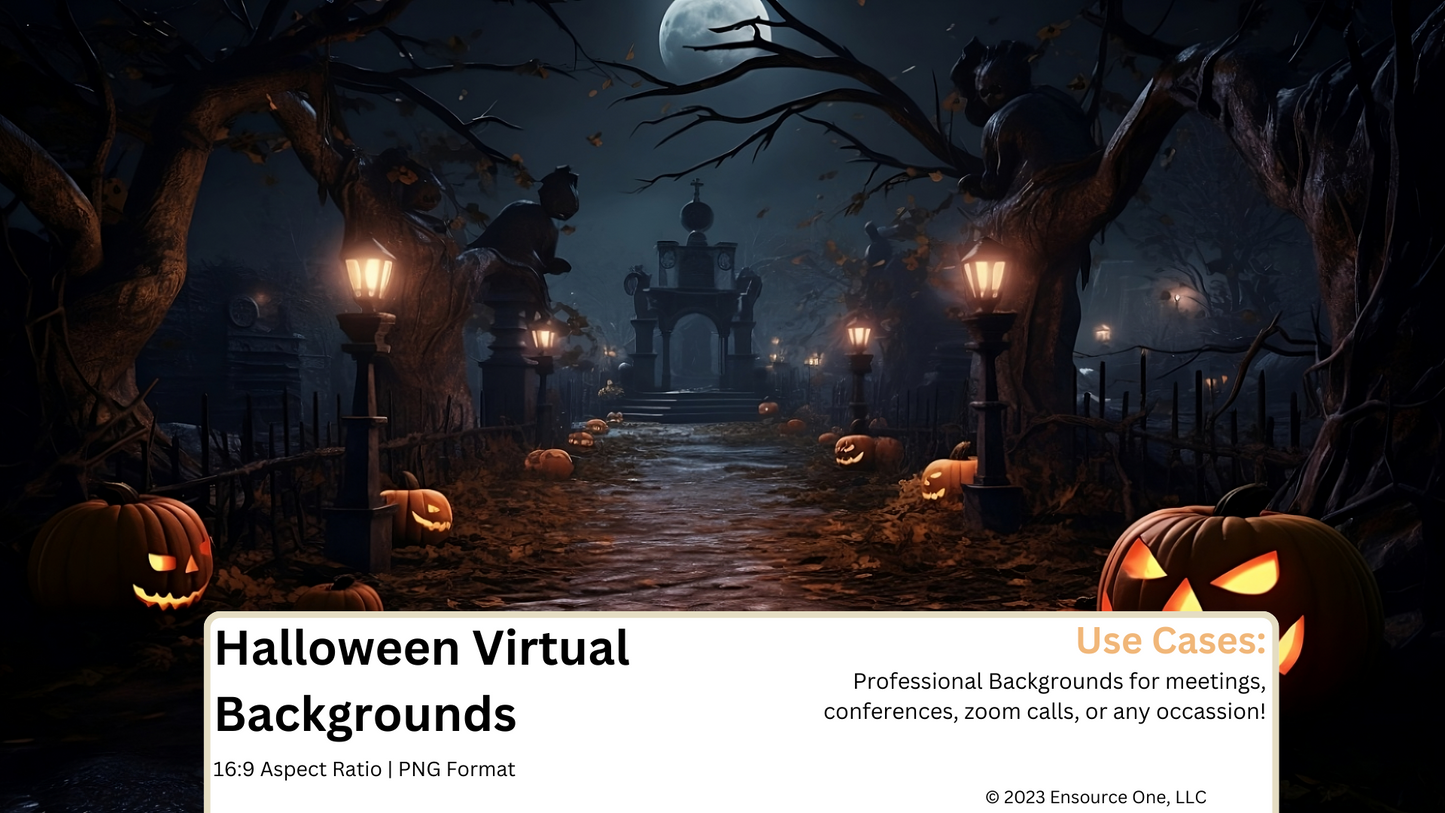 Halloween Spooky Scenes Virtual Backgrounds | 4 Zoom Virtual Backgrounds | Backdrop | Office Background | Microsoft Teams | Google Meet