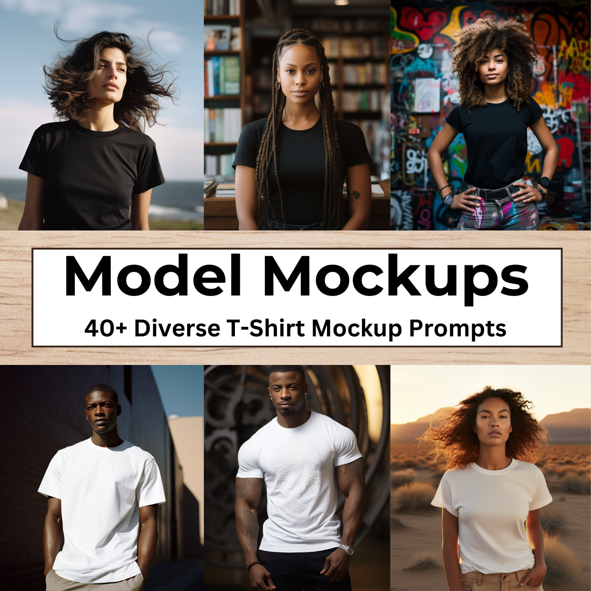 40+ Diverse T-shirt Models Mockup Prompts | Guide Included