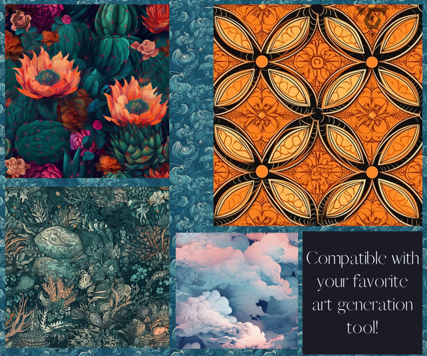 300 Midjourney Seamless Patterns Prompt Bundle: Pattern Pack