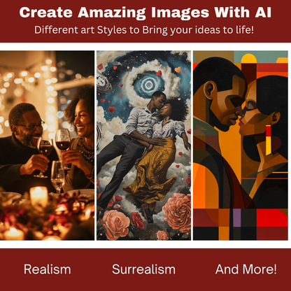 Midjourney Prompts featuring Black Love Vol. 1 & 2: A Midjourney & Leonardo.ai Guide  | AI Art