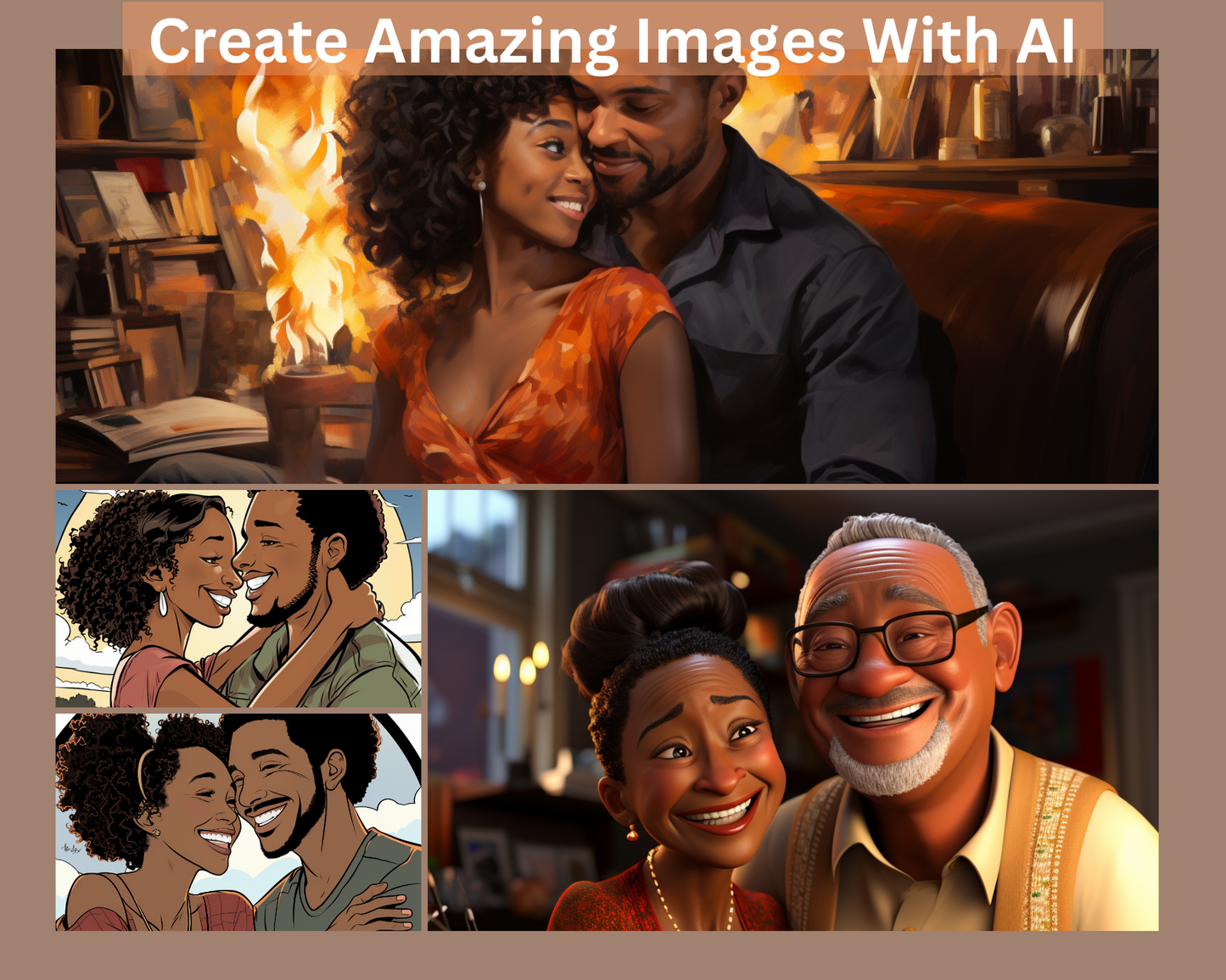 Midjourney Prompts featuring Black Love Vol. 1 & 2: A Midjourney & Leonardo.ai Guide  | AI Art