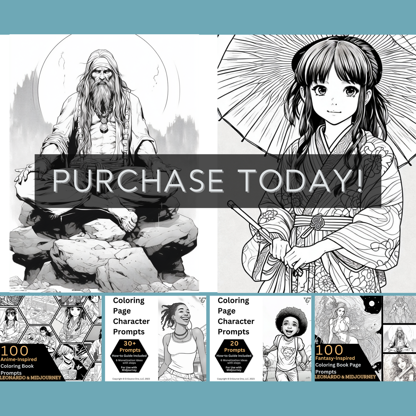 Coloring Book Prompts Bundle | Over 400 expertly crafted prompts