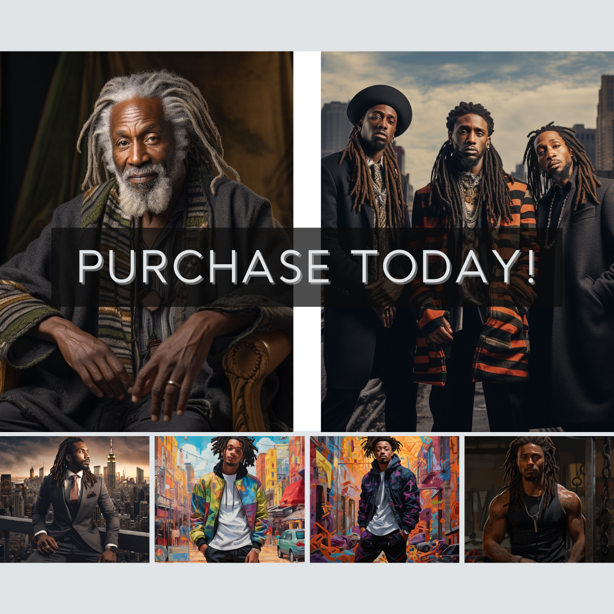 Dynamic Locs: MidJourney Prompts for Black Men - Digital Guide Included