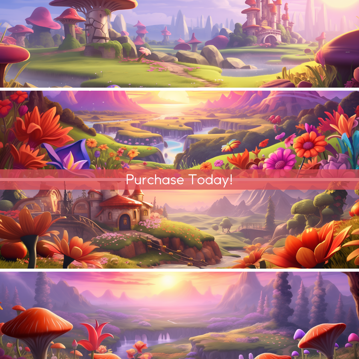 Fantasy Themed Virtual Background Scenes vol. 1 | 4 Virtual Backgrounds