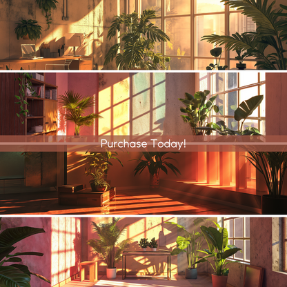 Sunlit Plant Lover's Office Virtual Backgrounds Vol. 1 | 4 Virtual Backgrounds