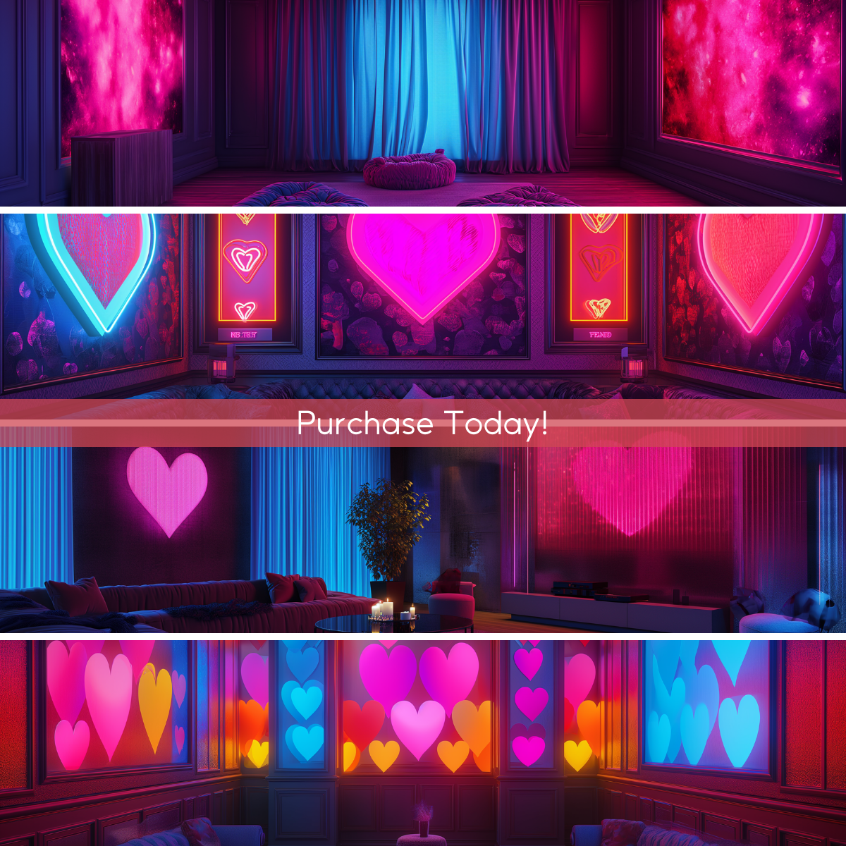Valentine's Day Virtual Backgrounds Vol. 1 | 4 Zoom Virtual Backgrounds | Backdrop | Office Background | Microsoft Teams