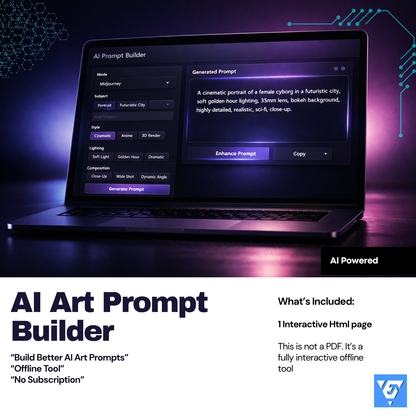 AI Art Prompt Builder – Interactive Offline Tool (No Subscription)