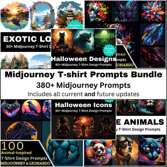 Complete T-shirt Design Ai Prompts Bundle | Over 250 expertly crafted prompts